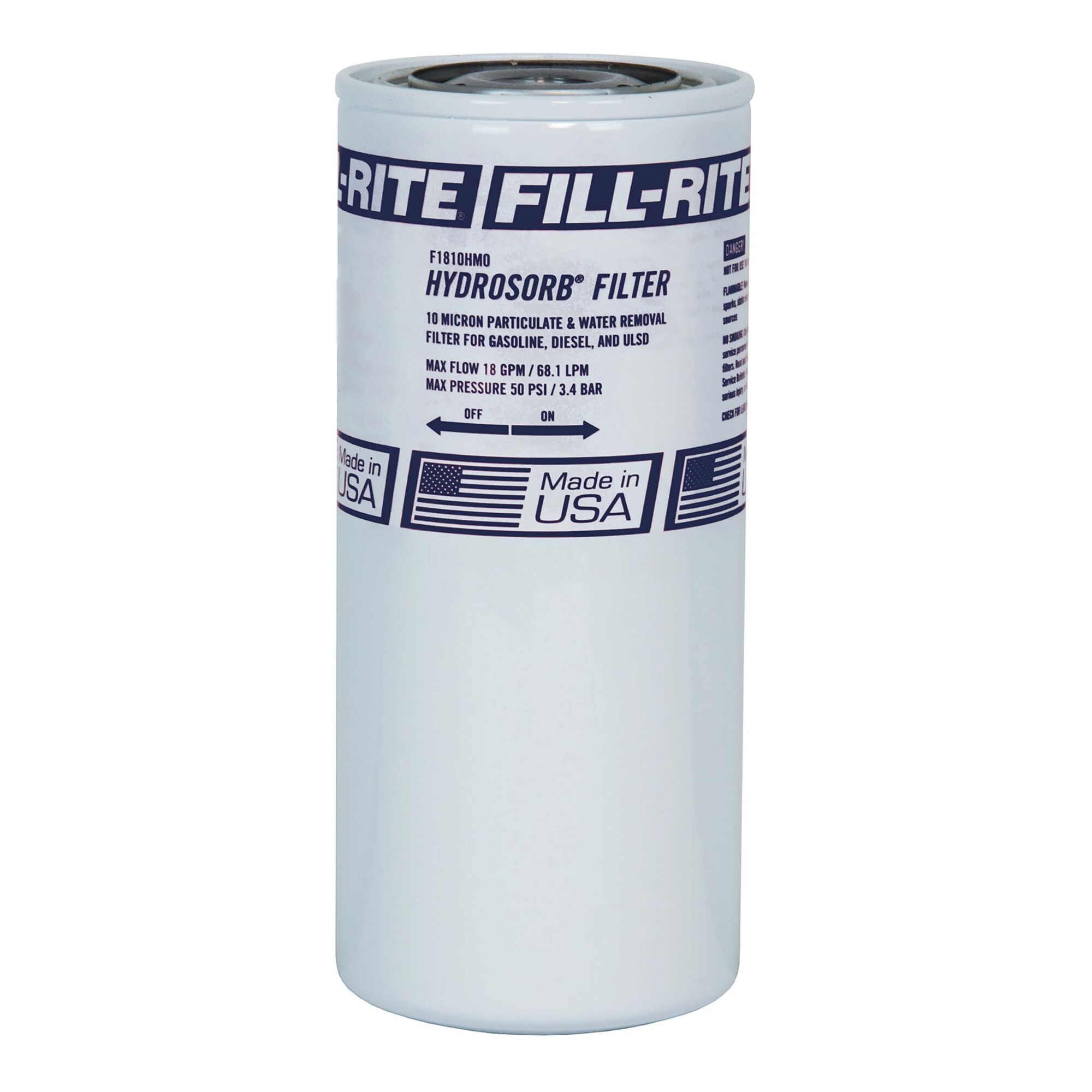 Fill-Rite Hydrosorb Fuel Transfer Filter, 18 GPM, 10 Micron, Model# F1810HM0
